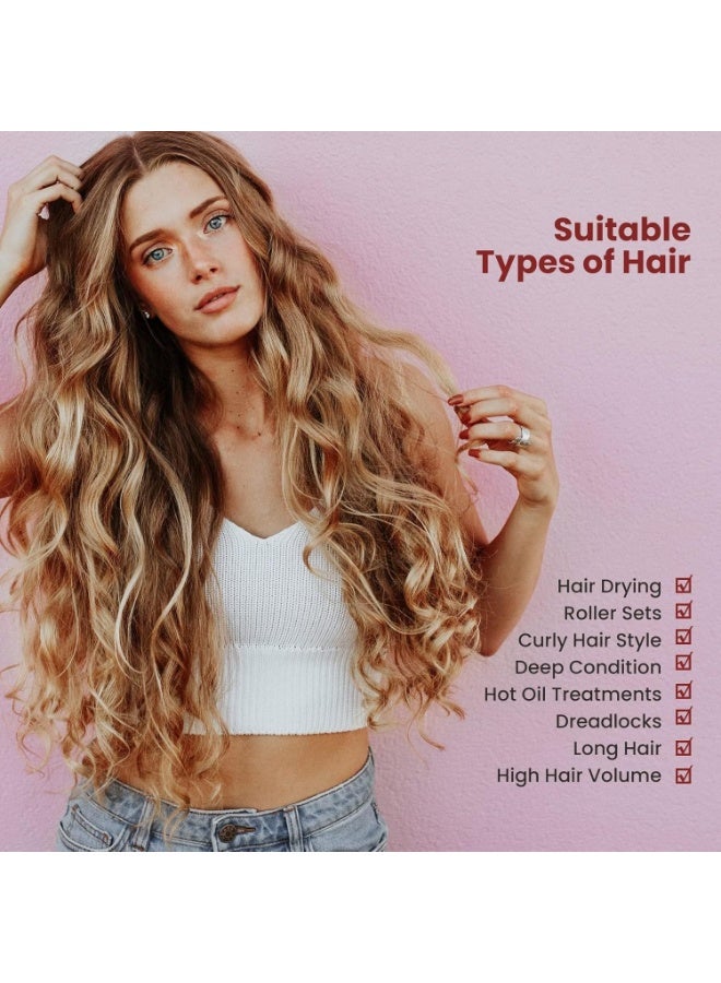 Hooded Hair Dryer Attachment, Extra Large Adjustable Deep Conditioning Cap, Upgraded Drying Heat Cap with Elastic Strap for Natural Curly Textured Hair Care, Fast Drying, Styling (Colo - Image 3